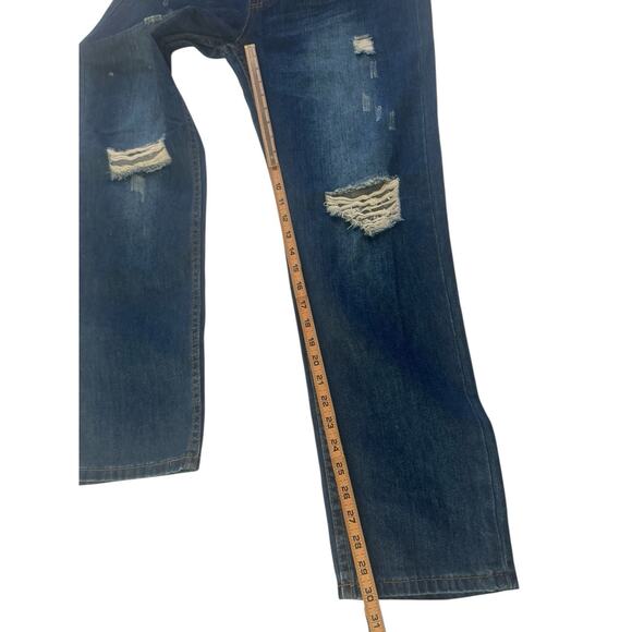 NWT American Bazi 13 Juniors Blue Boyfriend High Rise Distressed Jeans #5517 - Picture 14 of 16